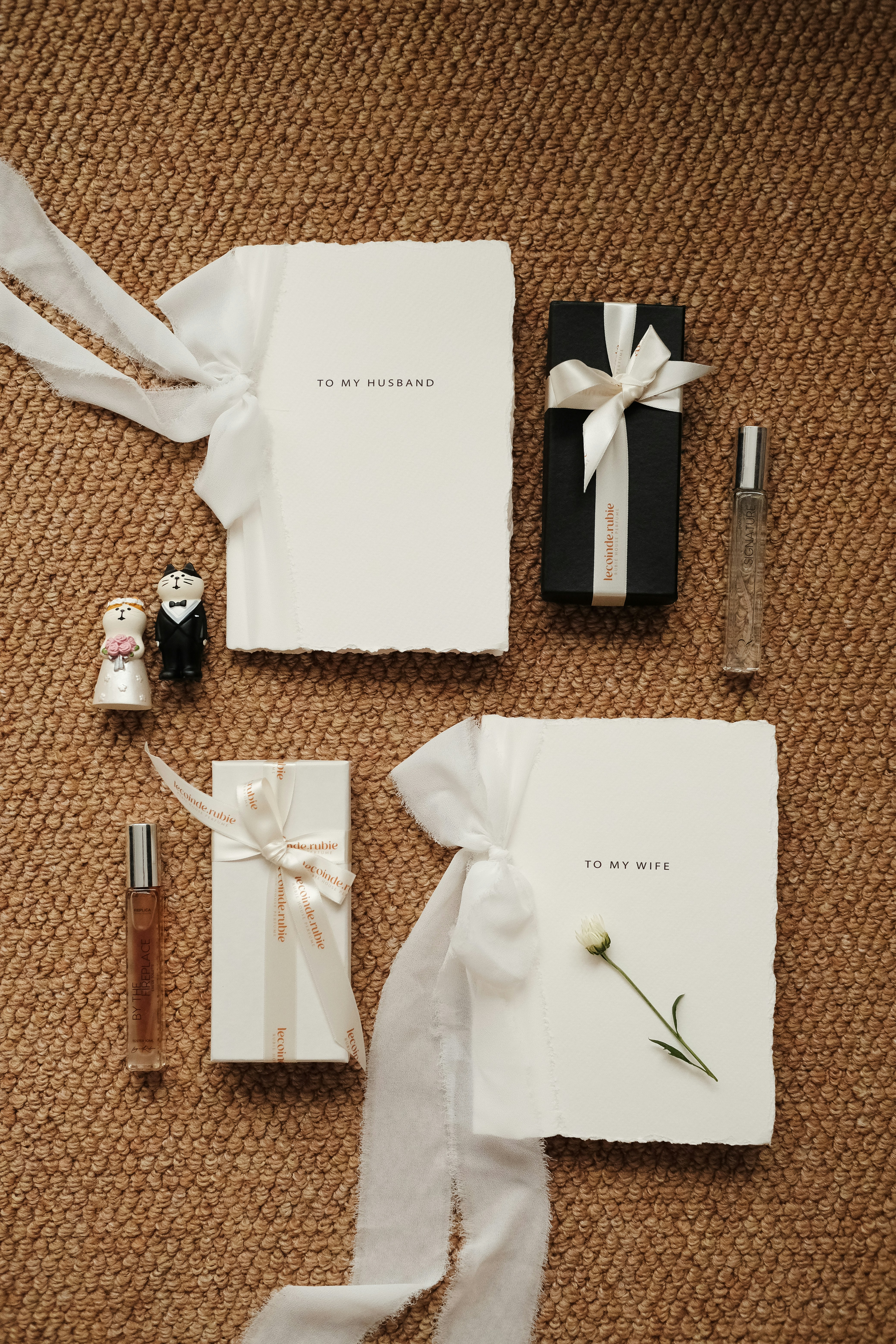His and hers vow books with gifts